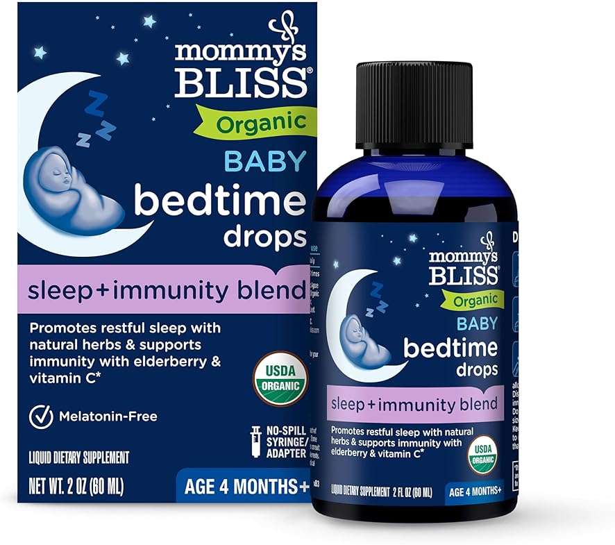 Mommy's Bliss Organic Baby Bedtime Drops + Overnight Immunity Support*, Promotes Restful Night, Melatonin Free, Age 4 Month+, 2 Fl Oz - Image 1