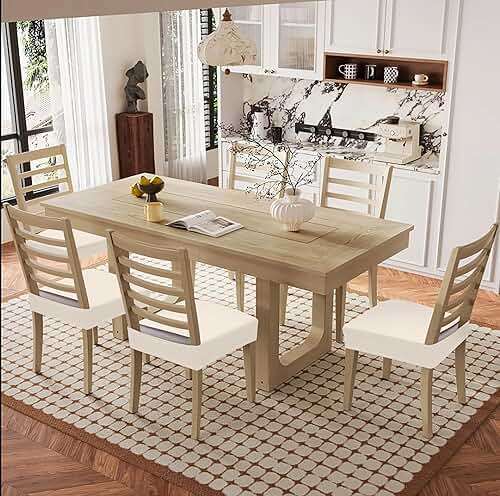 Smiry Waterproof Seat Covers for Dining Room Chairs Set of 4, Stretch Jacquard Removable Washable Chair Seat Slipcovers Protector, No Rear Covers, Beige - Image 2