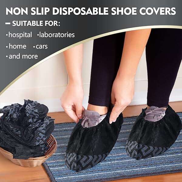 Zhanmai 300 Pack Disposable Shoe Covers Non Slip Disposable Large Foot Booties Shoe Covers for Indoors Contractors Floor and Carpet Protectors, One Size Fits Most(Black) - Image 4