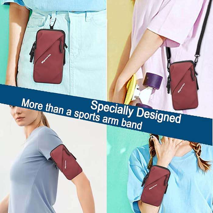 Prime Comfort Cell Phone Holder, Small Crossbody Shoulder Holsters Bag with Arm Band, Fits iPhone and Android, Use for Running, Walking, Hiking & Biking (6.7 Inches, Red) - Image 3