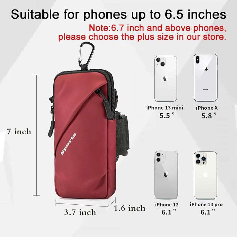 Prime Comfort Cell Phone Holder, Small Crossbody Shoulder Holsters Bag with Arm Band, Fits iPhone and Android, Use for Running, Walking, Hiking & Biking (6.7 Inches, Red) - Image 5
