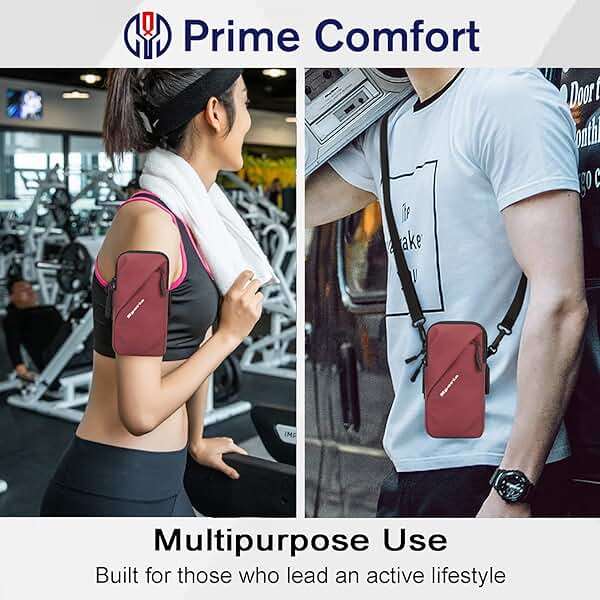 Prime Comfort Cell Phone Holder, Small Crossbody Shoulder Holsters Bag with Arm Band, Fits iPhone and Android, Use for Running, Walking, Hiking & Biking (6.7 Inches, Red) - Image 6