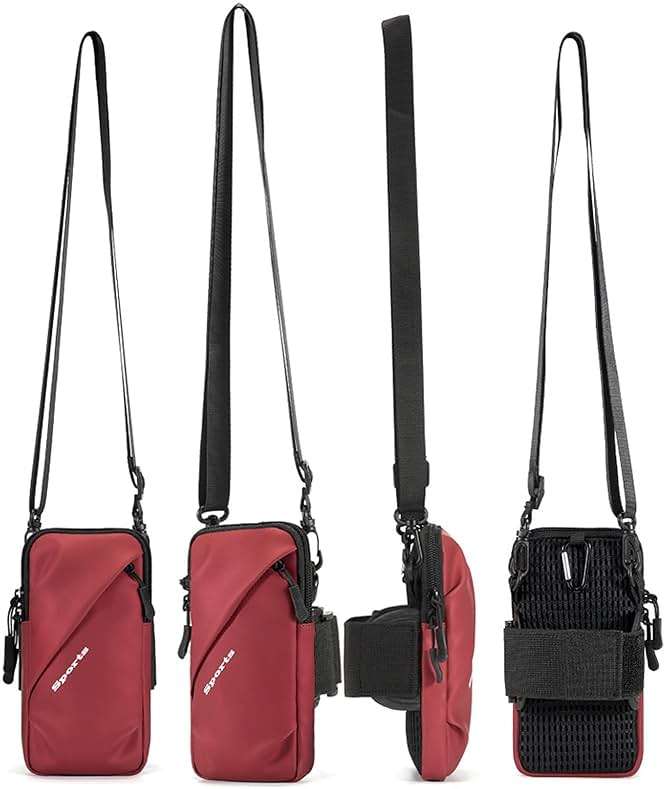 Prime Comfort Cell Phone Holder, Small Crossbody Shoulder Holsters Bag with Arm Band, Fits iPhone and Android, Use for Running, Walking, Hiking & Biking (6.7 Inches, Red) - Image 8