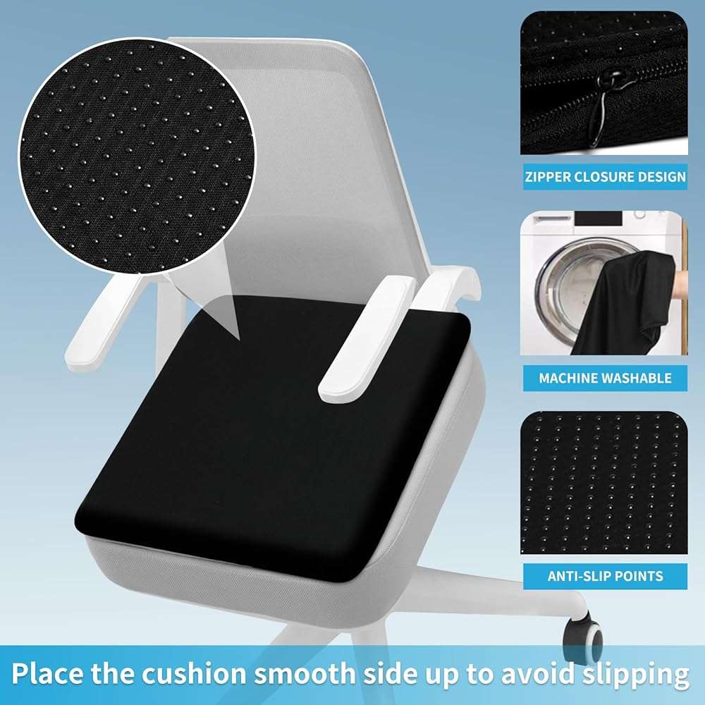 Gel Seat Cushion for Long Sitting - 16.5" x 14.5" x 2.4" (Extra Thick＆Soft) Gel Cushion for People Over 185 lbs, Pressure Relief Cushion for Office Chair, Egg Cushions for Wheelchair, Gel Pad for Car - Image 4