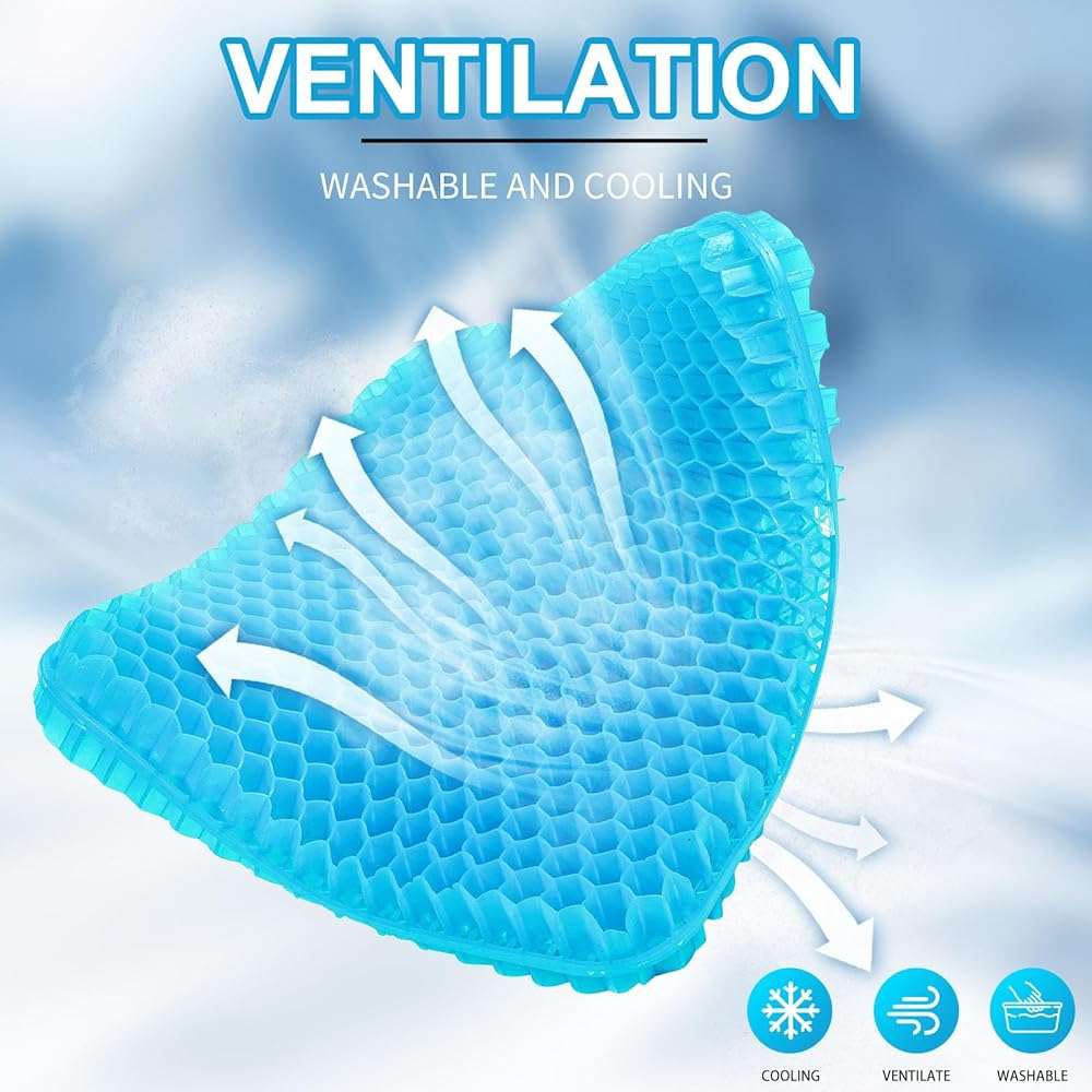 Gel Seat Cushion for Long Sitting - 16.5" x 14.5" x 2.4" (Extra Thick＆Soft) Gel Cushion for People Over 185 lbs, Pressure Relief Cushion for Office Chair, Egg Cushions for Wheelchair, Gel Pad for Car - Image 6