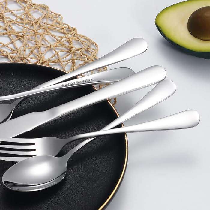 Lazycorner Silverware Set 50 Piece Stainless Steel Flatware Set Silverware Utensils for 10 People Includes Forks Knives Spoons & Salad Forks Dishwasher Safe for Home Restaurant or Outdoor Use - Image 6