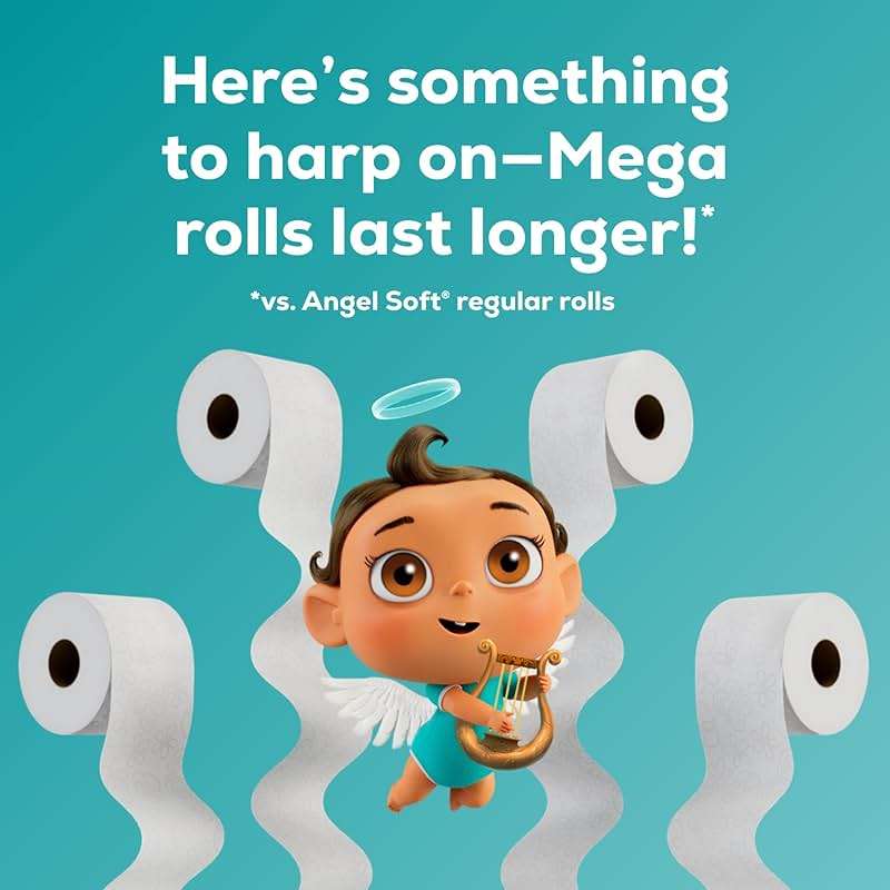 Angel Soft Toilet Paper, 4 Mega Rolls = 16 Regular Rolls, Soft and Strong Toilet Tissue - Image 4