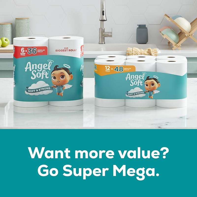 Angel Soft Toilet Paper, 4 Mega Rolls = 16 Regular Rolls, Soft and Strong Toilet Tissue - Image 7