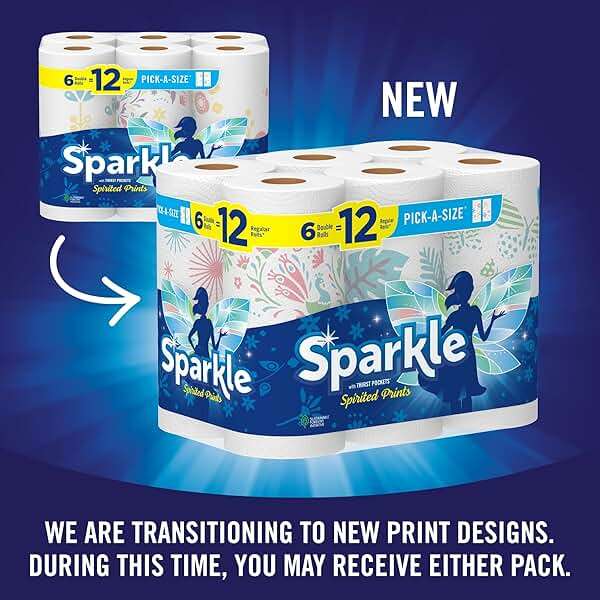 Sparkle Pick-A-Size Paper Towels, Spirited Print Design, 6 Double Rolls (660 Sheets Total) - Strong 2-Ply Towels for Kitchen Cleanup and Everyday Messes - Image 2