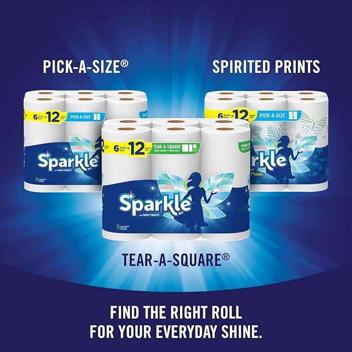 Sparkle Tear-A-Square Paper Towels, 2 Double Rolls (220 Sheets Total) - Strong 2-Ply Towels for Kitchen Cleanup and Everyday Messes - Image 8
