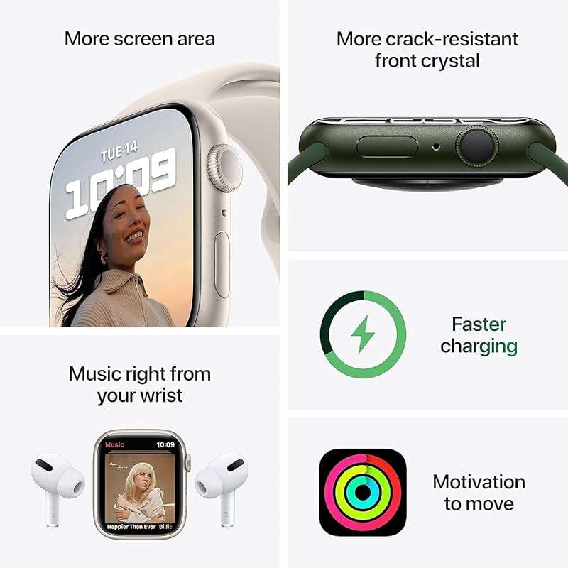 Apple Watch Series 7 (GPS, 41mm) Starlight Aluminum Case with Starlight Sport Band, Regular (Renewed) - Image 2