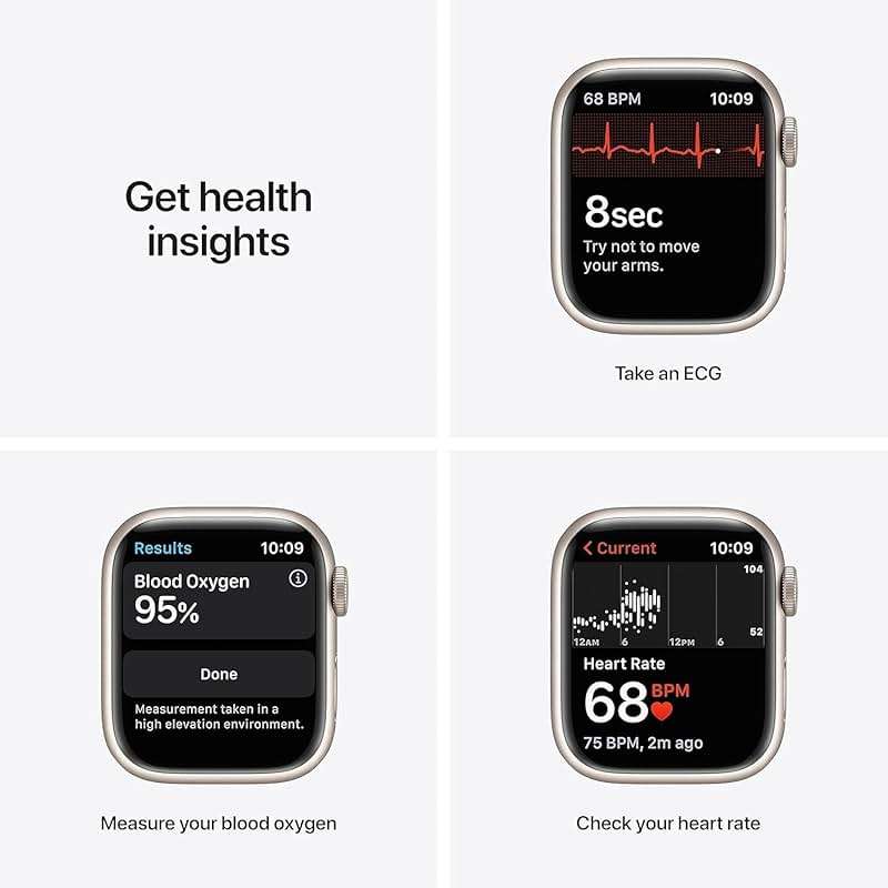 Apple Watch Series 7 (GPS, 41mm) Starlight Aluminum Case with Starlight Sport Band, Regular (Renewed) - Image 4