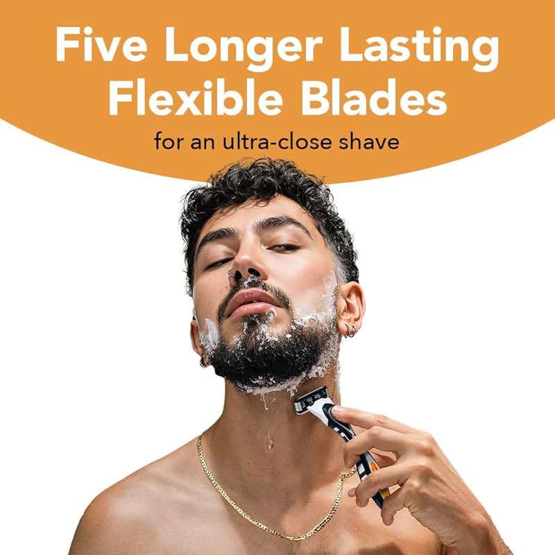 BIC Flex 5 Men's Refillable 5-Blade Razors with 1 Handle and 7 Cartridges, Smooth Shave Gift for Men - Image 5