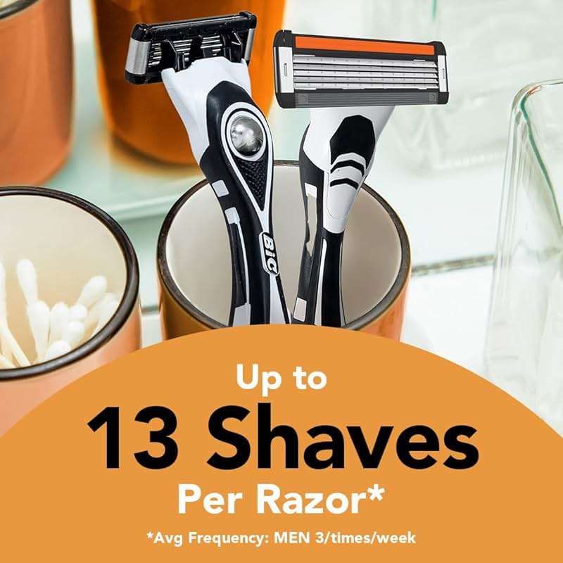 BIC Flex 5 Men's Refillable 5-Blade Razors with 1 Handle and 7 Cartridges, Smooth Shave Gift for Men - Image 6