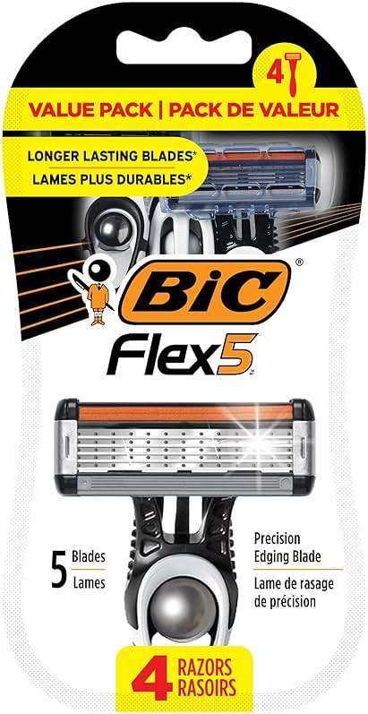 BIC Flex 5 Men's Disposable 5-Blade Razors, Pivoting Head and Precision Edging Blade, 4-Pack - Image 1