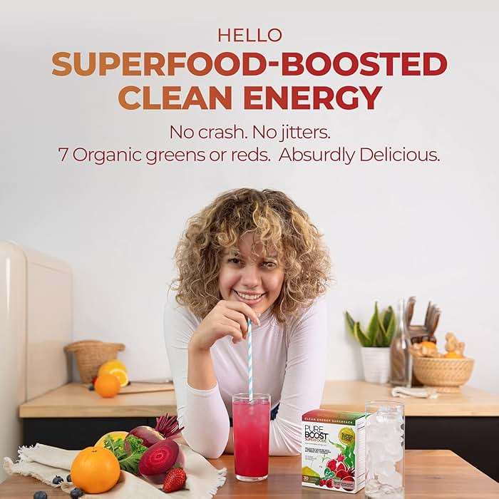 Pureboost Sugar-Free Superfoods Clean Energy Booster, Red Burst 30 Count, Refreshing Energy Drink Mix with 7 Organic Red Superfoods; Beet, Hibiscus, Pomegranate and Vitamins, No Sucralose - Image 3