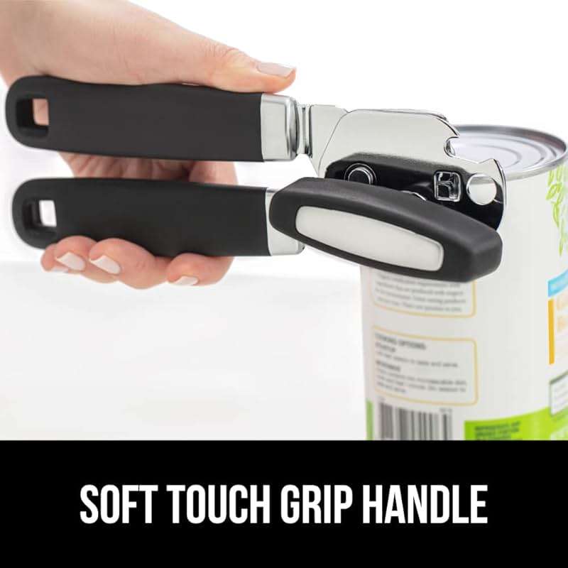 GORILLA GRIP Heavy Duty Stainless Steel Smooth Edge Manual Can Opener and Bottle Openers, US Designed, Comfortable Handle, Oversized Handheld Turn Knob, Multifunctional Kitchen Tool, Black - Image 5