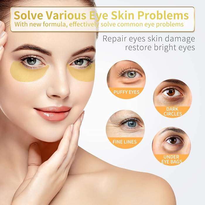 NAZANO 24K Gold Under Eye Patches - 60 Pack for Puffy Eyes, Dark Circles, Bags & Wrinkles with Collagen & Hyaluronic Acid - Eye Care Pads for Daily Skincare (Gold) - Image 2