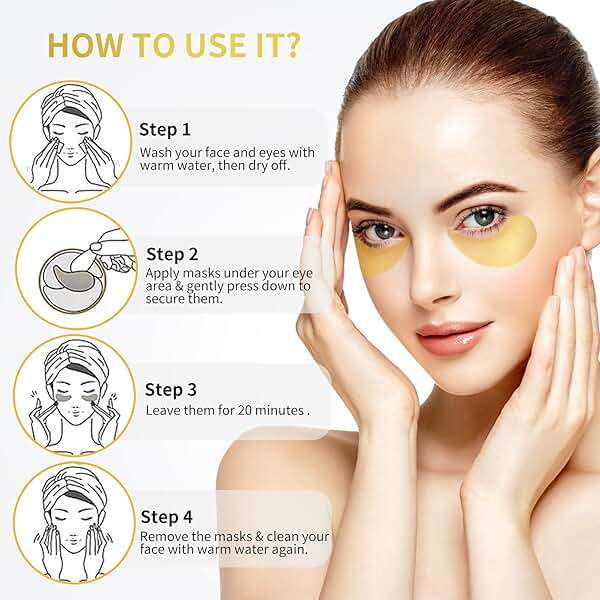 NAZANO 24K Gold Under Eye Patches - 60 Pack for Puffy Eyes, Dark Circles, Bags & Wrinkles with Collagen & Hyaluronic Acid - Eye Care Pads for Daily Skincare (Gold) - Image 5