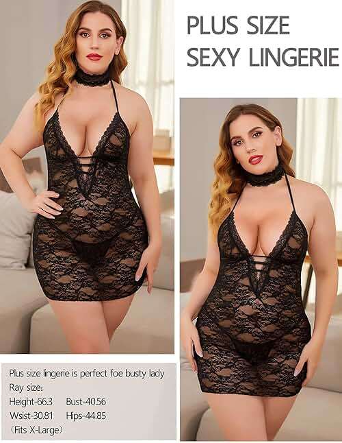 Avidlove Women Babydoll Lingerie Lace Chemise Halter Nightwear Teddy Dress - Image 6