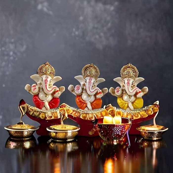 LOVENSPIRE 1 Pc Acrylic Ganesh Idol for Car Dashboard - 2.8" Spiritual Ganesh Statue for Mandir, Office & Home Decor - Small Ganpati Murti Figurine, Diwali Pooja & Housewarming Return Gift, Red - Image 2
