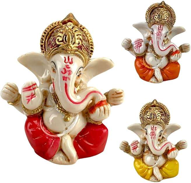 LOVENSPIRE 1 Pc Acrylic Ganesh Idol for Car Dashboard - 2.8" Spiritual Ganesh Statue for Mandir, Office & Home Decor - Small Ganpati Murti Figurine, Diwali Pooja & Housewarming Return Gift, Red - Image 3