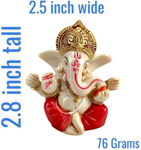 LOVENSPIRE 1 Pc Acrylic Ganesh Idol for Car Dashboard - 2.8" Spiritual Ganesh Statue for Mandir, Office & Home Decor - Small Ganpati Murti Figurine, Diwali Pooja & Housewarming Return Gift, Red - Image 4