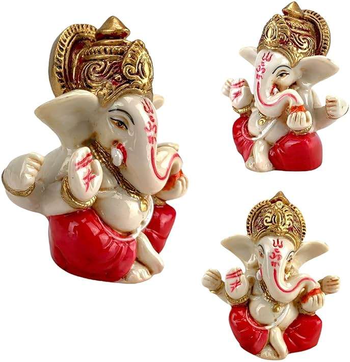 LOVENSPIRE 1 Pc Acrylic Ganesh Idol for Car Dashboard - 2.8" Spiritual Ganesh Statue for Mandir, Office & Home Decor - Small Ganpati Murti Figurine, Diwali Pooja & Housewarming Return Gift, Red - Image 7