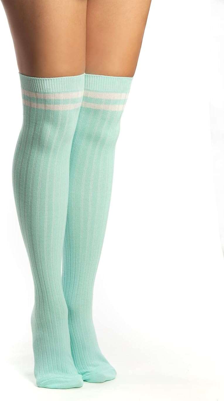 SERICI Thigh-High Socks | Womens Striped Cotton Thigh High Tube Sock | Over Knee Boot Socks - Image 2