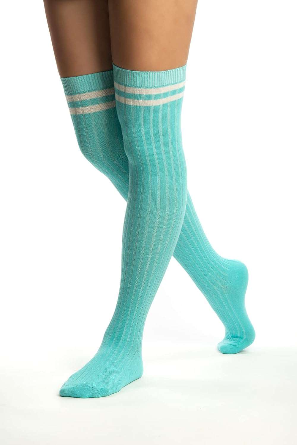 SERICI Thigh-High Socks | Womens Striped Cotton Thigh High Tube Sock | Over Knee Boot Socks - Image 7