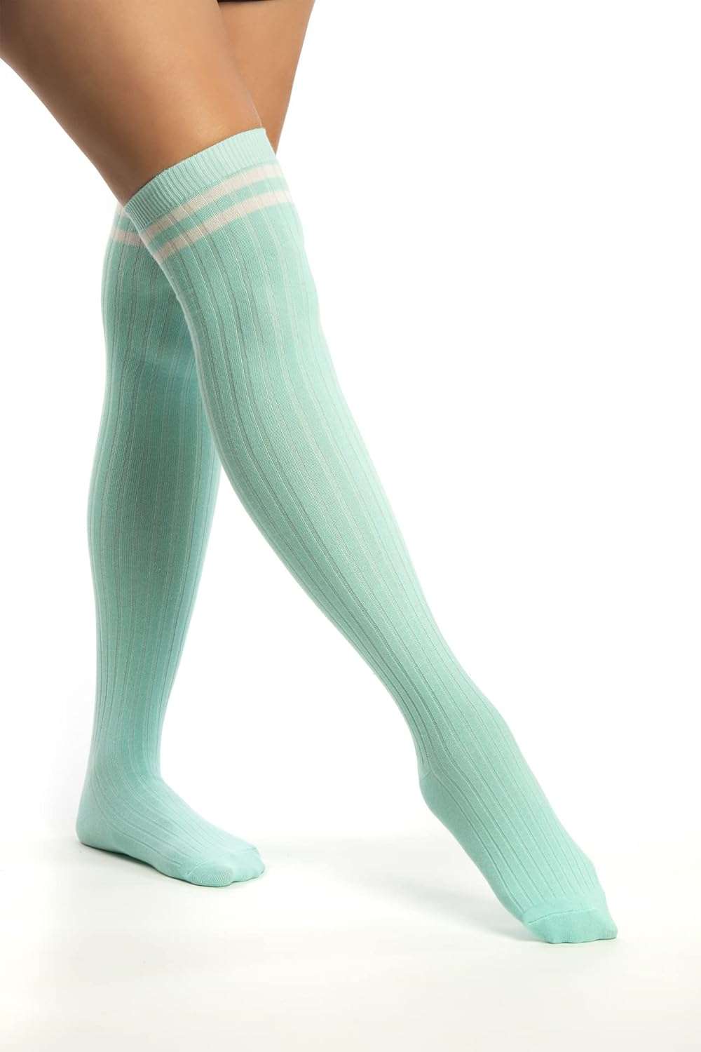 SERICI Thigh-High Socks | Womens Striped Cotton Thigh High Tube Sock | Over Knee Boot Socks - Image 8