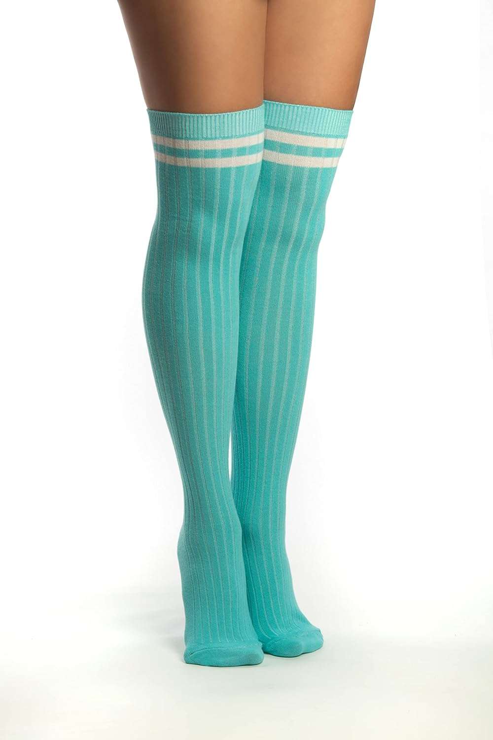 SERICI Thigh-High Socks | Womens Striped Cotton Thigh High Tube Sock | Over Knee Boot Socks - Image 9
