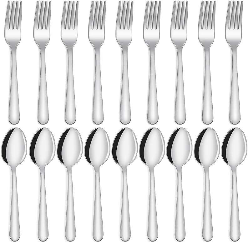 Unokit 24-Piece Spoons and Forks Set Silverware Set - Forks and Spoons Food Grade Stainless Steel Silverware for Home, Kitchen and Restaurant, 12-Fork and 12-Spoon, Mirror Polished&Dishwasher Safe - Image 1