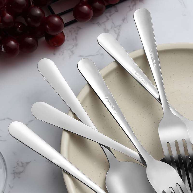Unokit 24-Piece Spoons and Forks Set Silverware Set - Forks and Spoons Food Grade Stainless Steel Silverware for Home, Kitchen and Restaurant, 12-Fork and 12-Spoon, Mirror Polished&Dishwasher Safe - Image 4