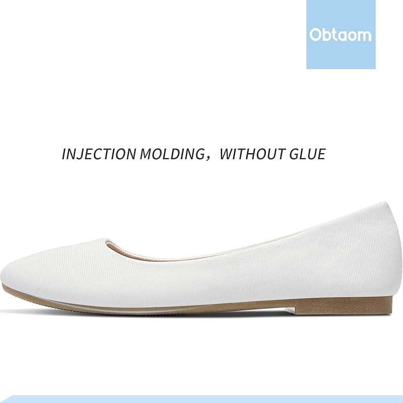 Obtaom Round Toe Women Flat Shoes Slip on Girls Dress Black Ballet Flats - Image 2
