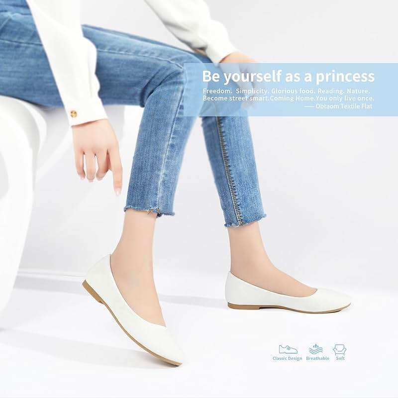 Obtaom Round Toe Women Flat Shoes Slip on Girls Dress Black Ballet Flats - Image 6