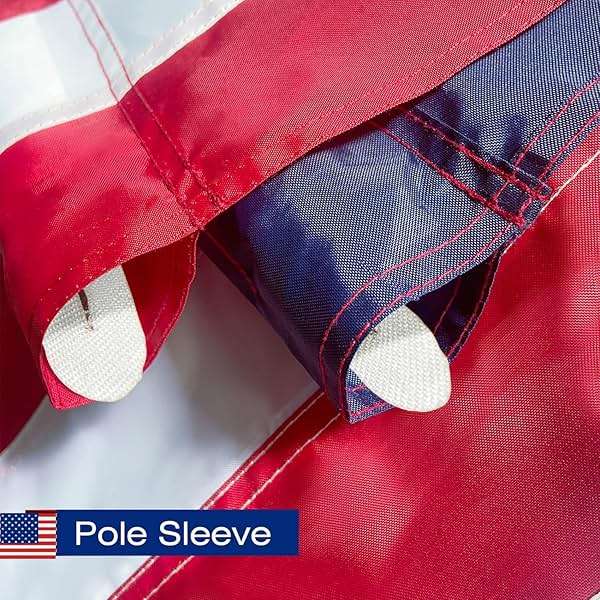 American Flag Pole Sleeve Banner Style 3x5 Ft USA US Flag Embroidered Stars Sewn Stripes Pole Sleeve Heavy Duty Durable (Flag Pole is NOT Included) - Image 2