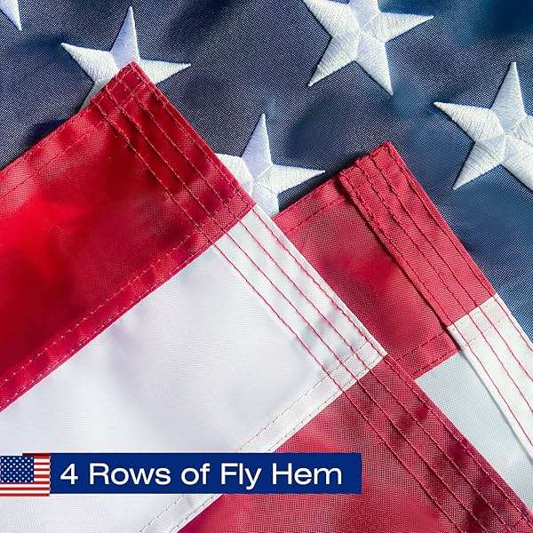 American Flag Pole Sleeve Banner Style 3x5 Ft USA US Flag Embroidered Stars Sewn Stripes Pole Sleeve Heavy Duty Durable (Flag Pole is NOT Included) - Image 4