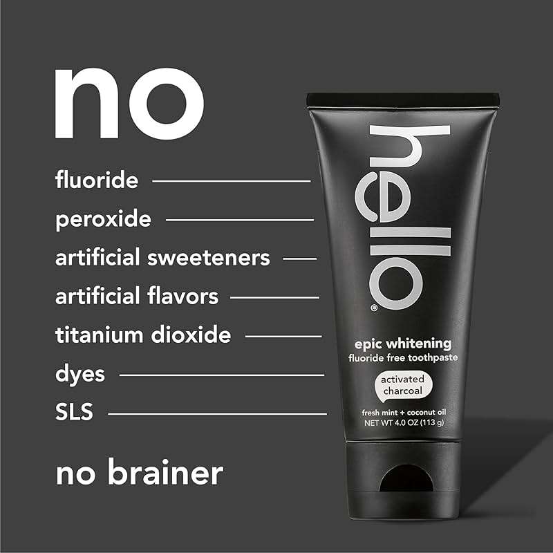 hello Epic Whitening Charcoal Fluoride Free Toothpaste, Activated Charcoal Toothpaste with Coconut Oil, Whitens Teeth Naturally, SLS Free, Fresh Mint, 3 Pack, 4.0 Oz Tubes - Image 6