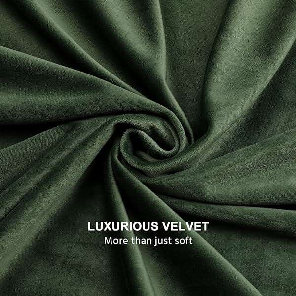 Benedeco Green Velvet Curtains for Bedroom Window, Super Soft Luxury Drapes, Room Darkening Thermal Insulated Rod Pocket Curtain for Living Room, W52 by L84 inches, 2 Panels - Image 3