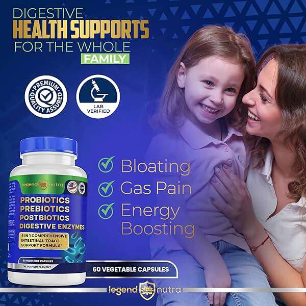 Legend Nutra Probiotics Prebiotics Postbiotics Digestive Enzymes 4 in 1 Formula 60 Count (Pack of 1) - Image 5