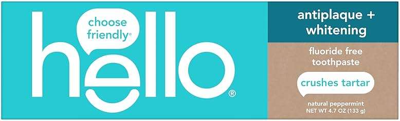 hello Antiplaque and Whitening Fluoride Free Toothpaste, Whitening Toothpaste with Coconut Oil and Tea Tree Oil, Helps Whiten Teeth, Natural Peppermint, 3 Pack, 4.7 Oz Tubes - Image 9