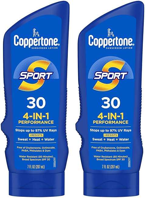 Coppertone Sport Sunscreen Lotion SPF 30, Sweat, Heat and Water Resistant Sunblock, Lightweight, Oxybenzone Free, Sunscreen Twin Pack, 7 Fl Oz Bottle, Pack of 2 - Image 1