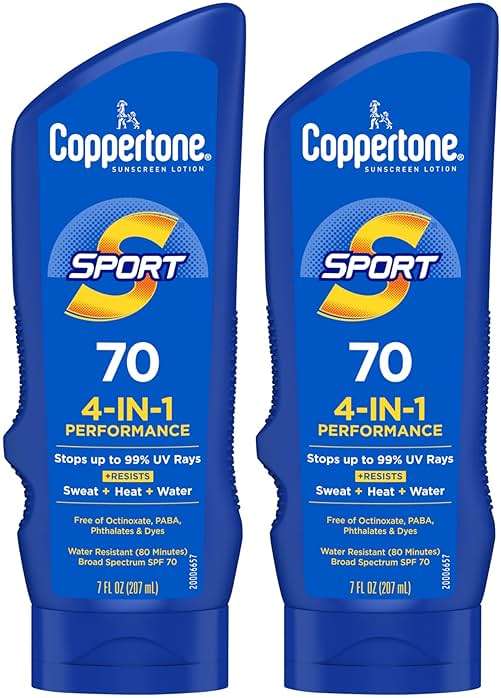 Coppertone Sport Sunscreen Lotion, Broad Spectrum SPF 70 Sunscreen Multi Pack, 7 Fl Oz, Pack of 2 - Image 1