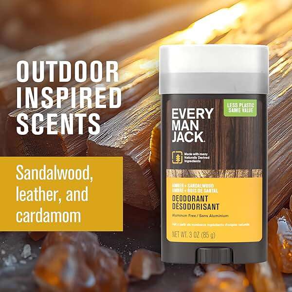 Every Man Jack Amber + Sandalwood Men’s Deodorant - Stay Fresh with Aluminum Free Deodorant For all Skin Types - Odor Crushing, Long Lasting, with Naturally Derived Ingredients - 3 oz - 2 Pack - Image 4