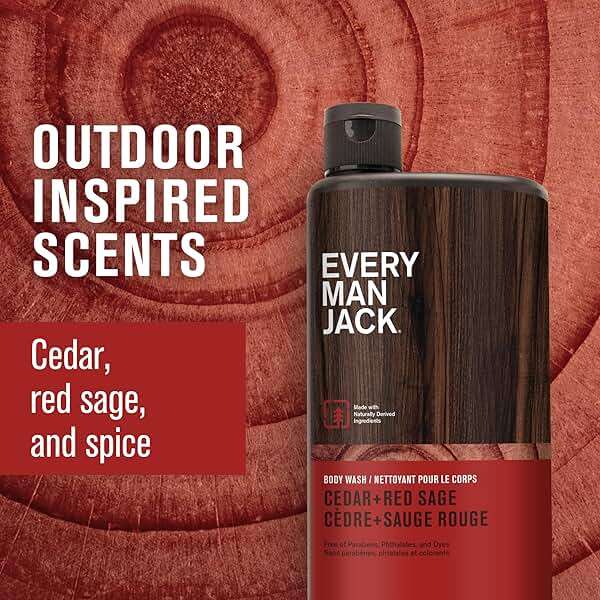 Every Man Jack Nourishing Cedar + Red Sage Mens Body Wash for All Skin Types - Naturally Derived Ingredients - Cleanse and Hydrate Skin with Coconut and Glycerin - 24oz 2 Bottles - Image 3