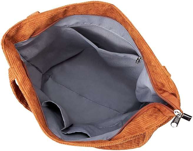 KALIDI Women Corduroy Tote Bag Zipper Casual Tote's Handbag Big Capacity Shoulder Bag with Pockets - Image 7