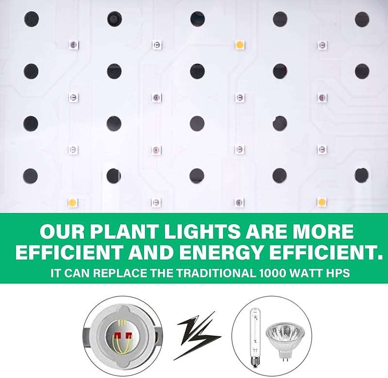 TATU 1000w LED Grow Light for Indoor Plants, Full Spectrum Plant Light Growing Lamp for Hydroponic Indoor Plant Veg and Flower for Grow Tent (Actual Power 100W=1000W HPS) - Image 5