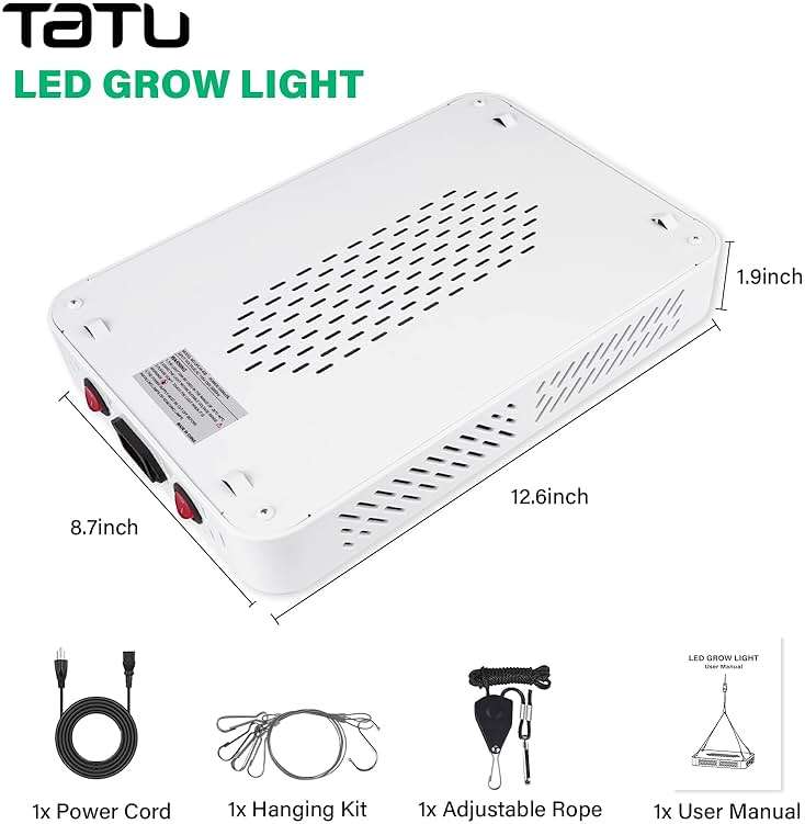 TATU 1000w LED Grow Light for Indoor Plants, Full Spectrum Plant Light Growing Lamp for Hydroponic Indoor Plant Veg and Flower for Grow Tent (Actual Power 100W=1000W HPS) - Image 7