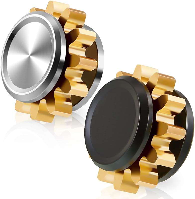2 Pieces Copper Gear Metal Spinner Toy Small Fidget Toy Solid Metal Brass Gear Mini Steel Bearing for Adults Copper Design Boredom Killing Time Toys(Black, Silver, Gold) - Image 1